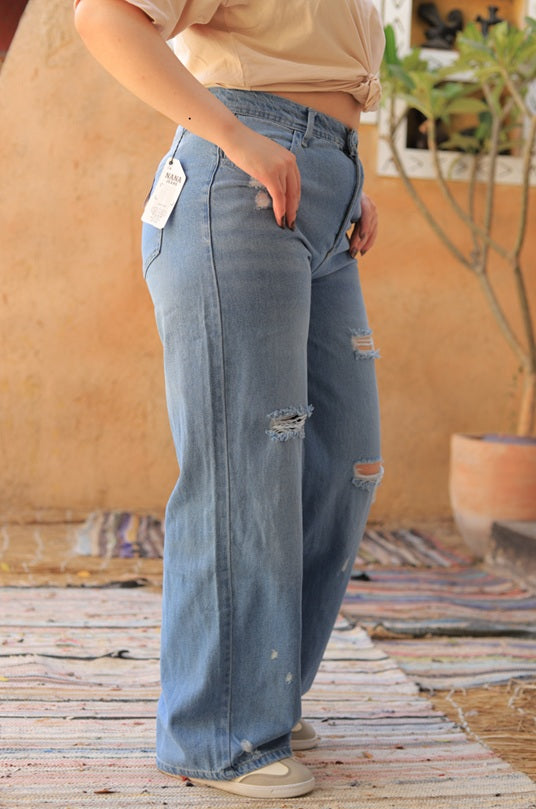 Ripped Wide Leg Jeans