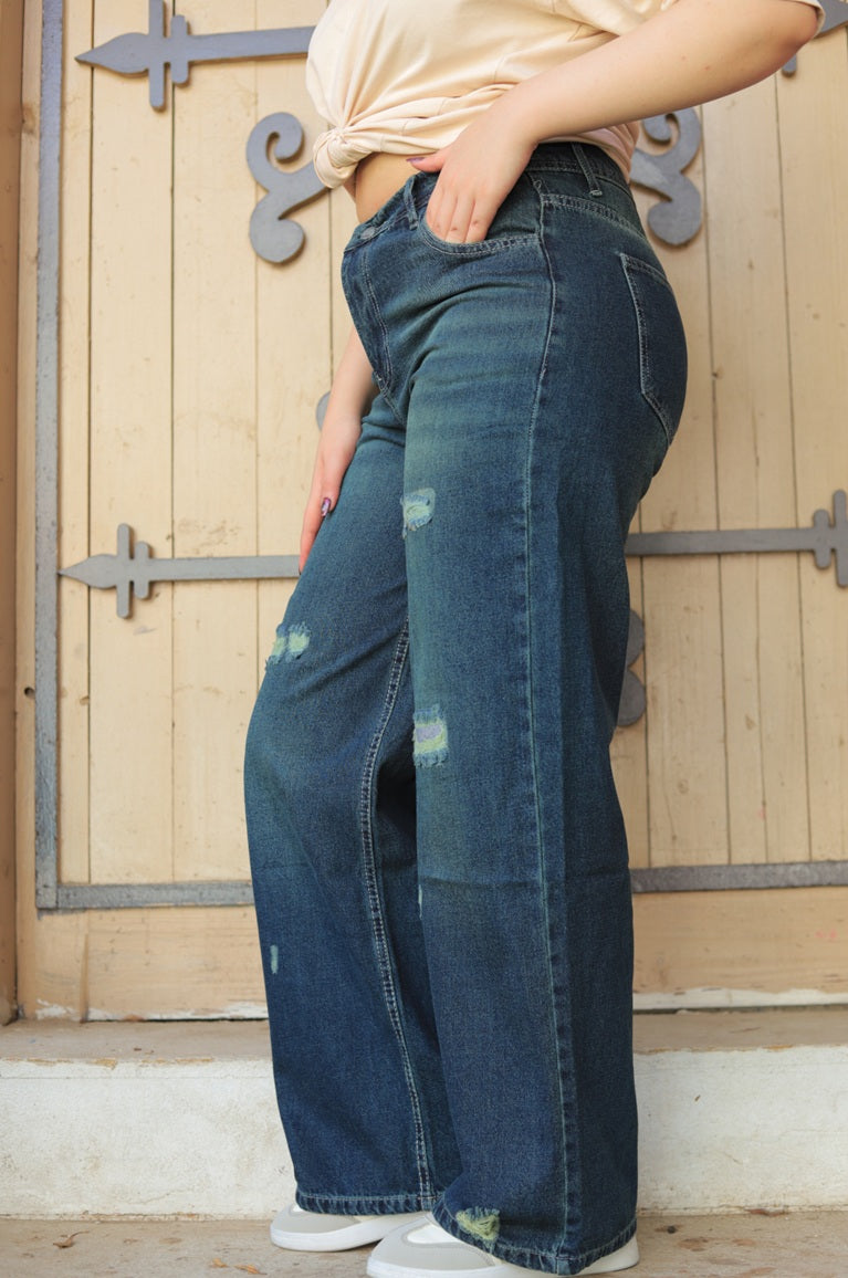 Ripped Wide Leg Jeans