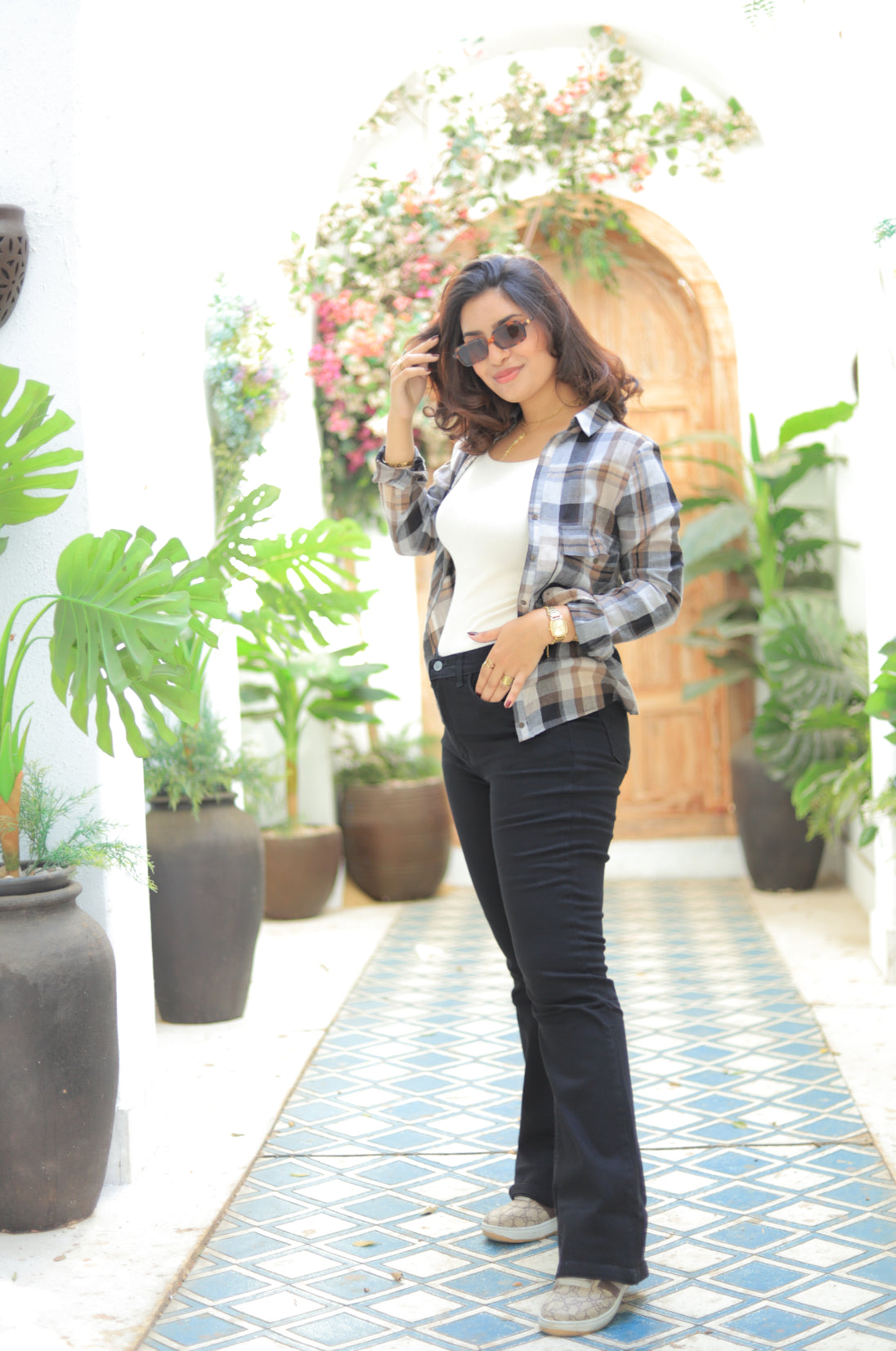 High-Waist Bootcut Jeans