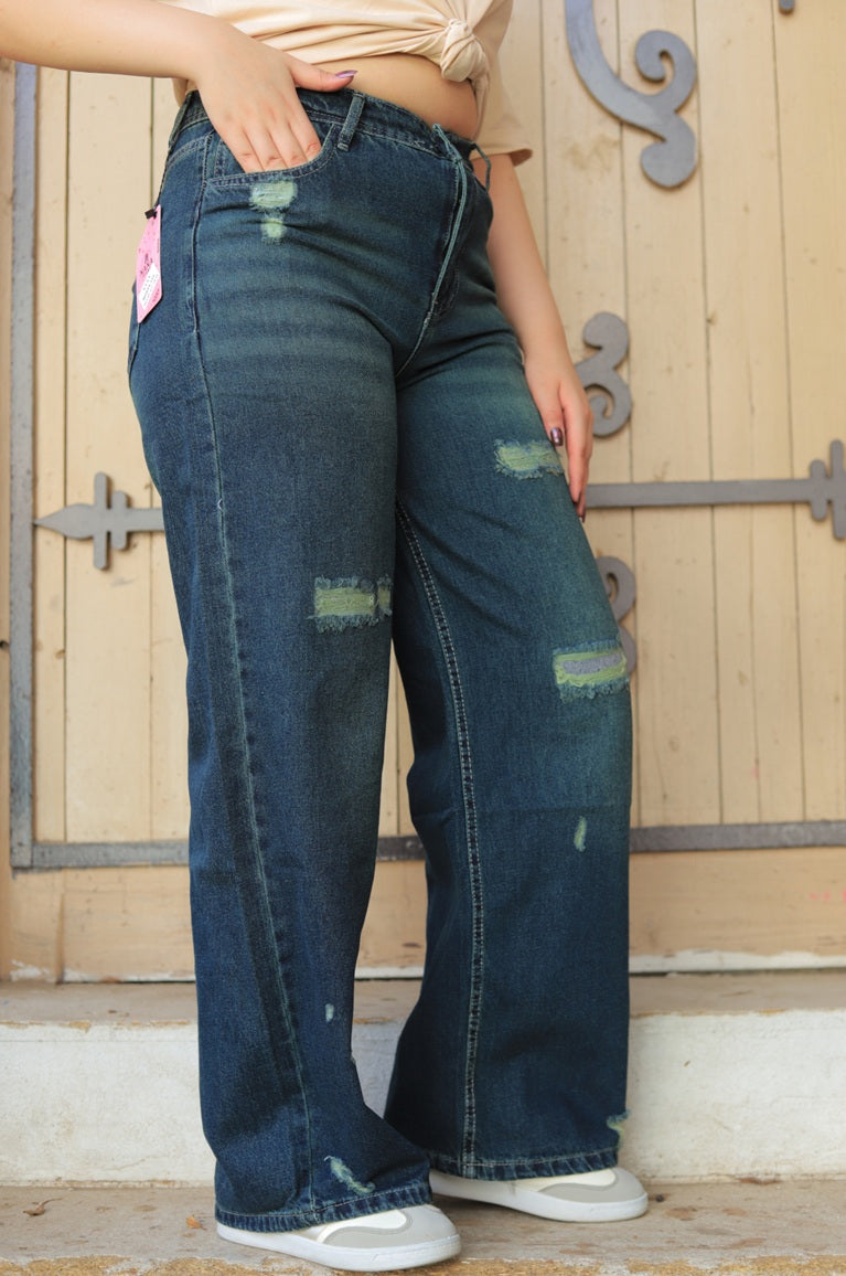 Ripped Wide Leg Jeans