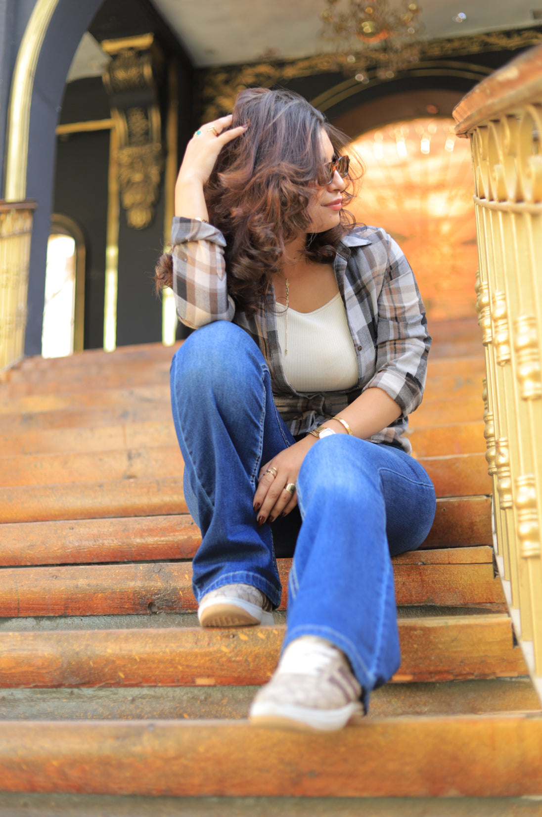 High-Waist Bootcut Jeans