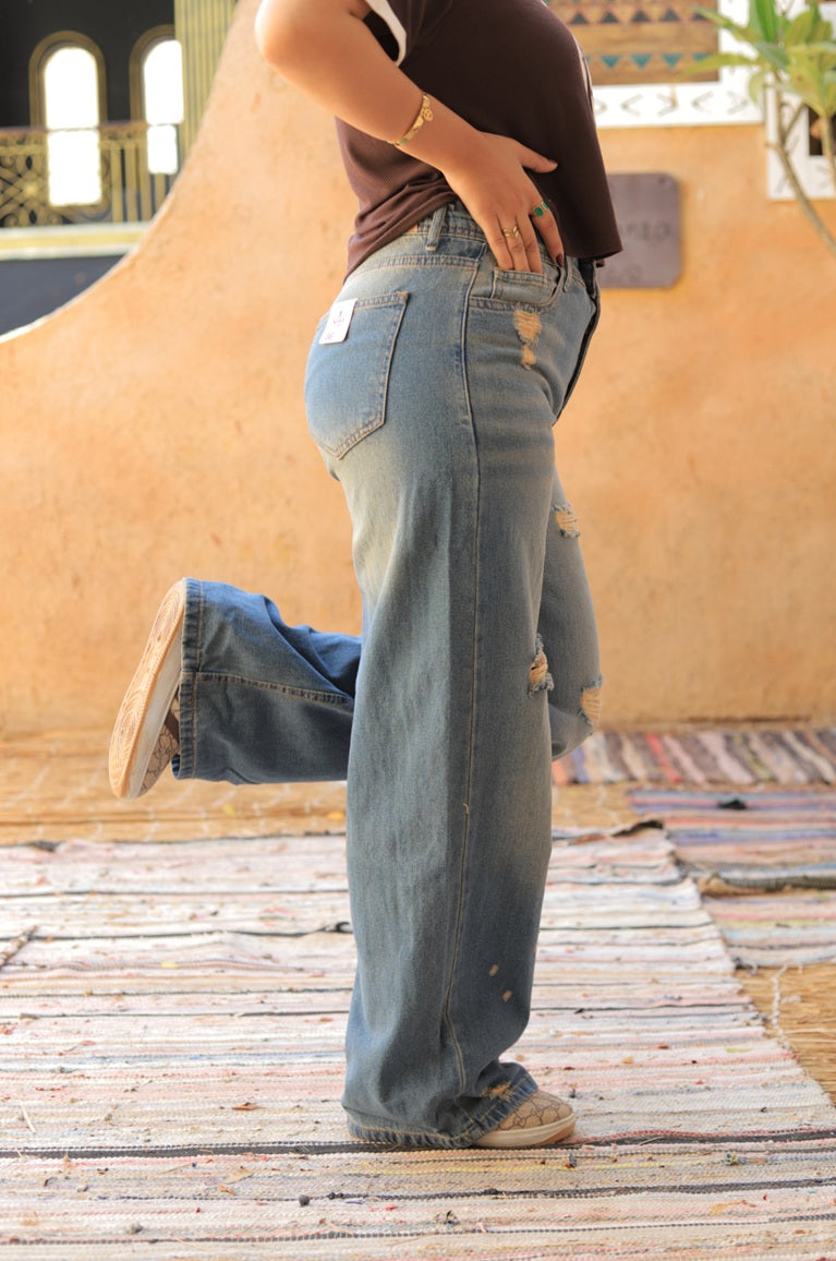 Ripped Wide Leg Jeans