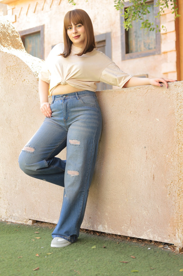 Ripped Wide Leg Jeans