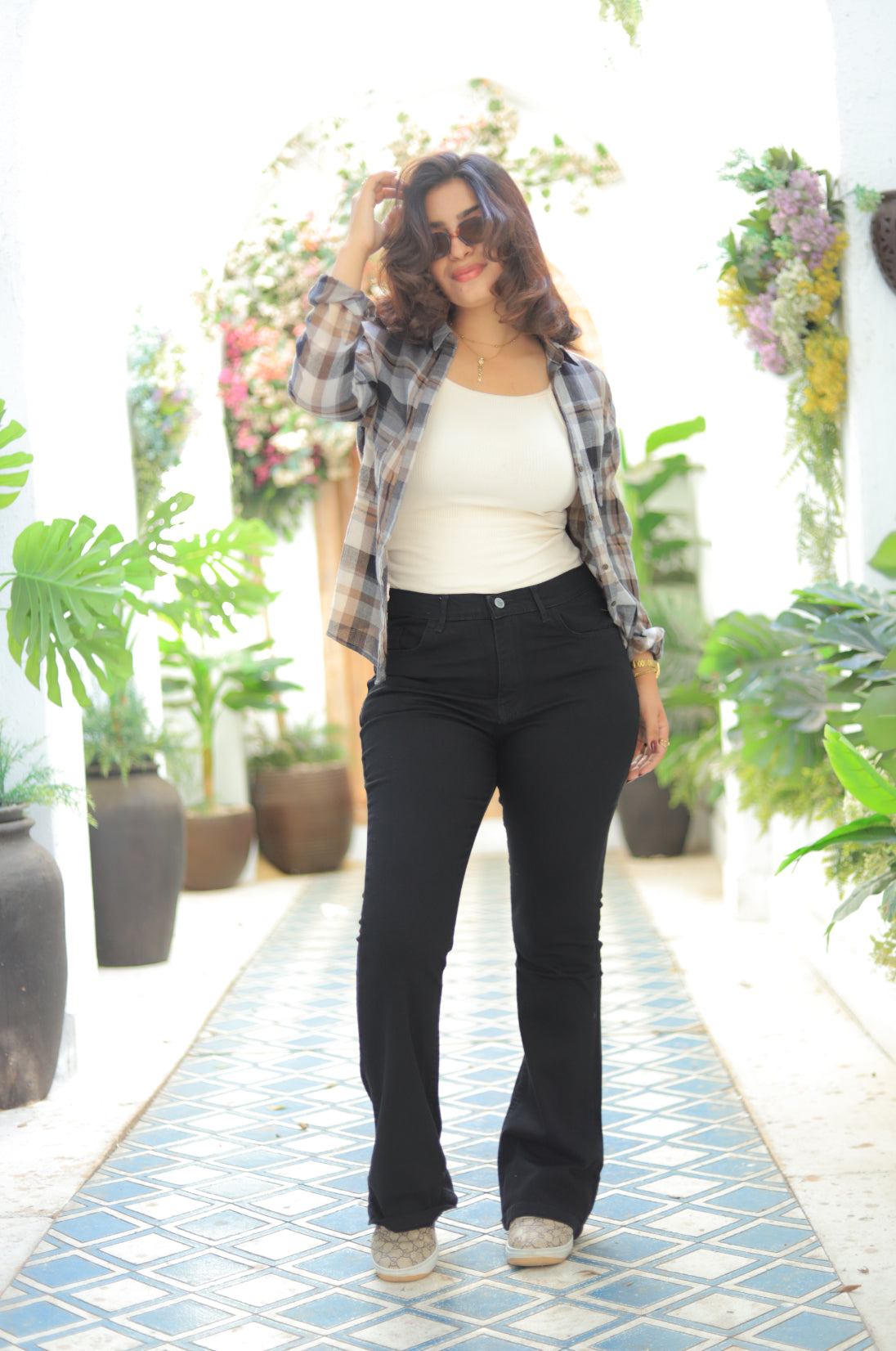 High-Waist Bootcut Jeans