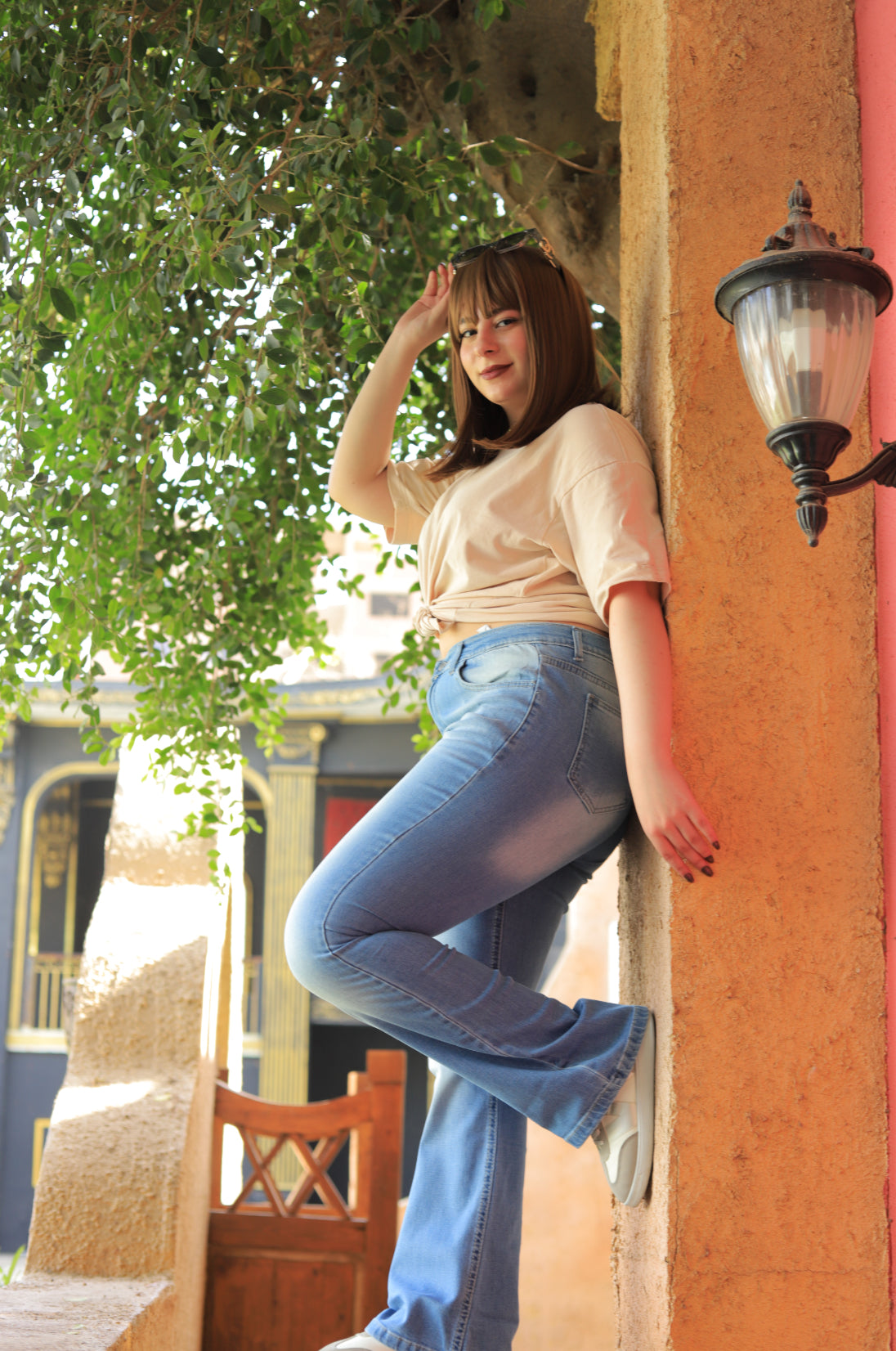 High-Waist Bootcut Jeans