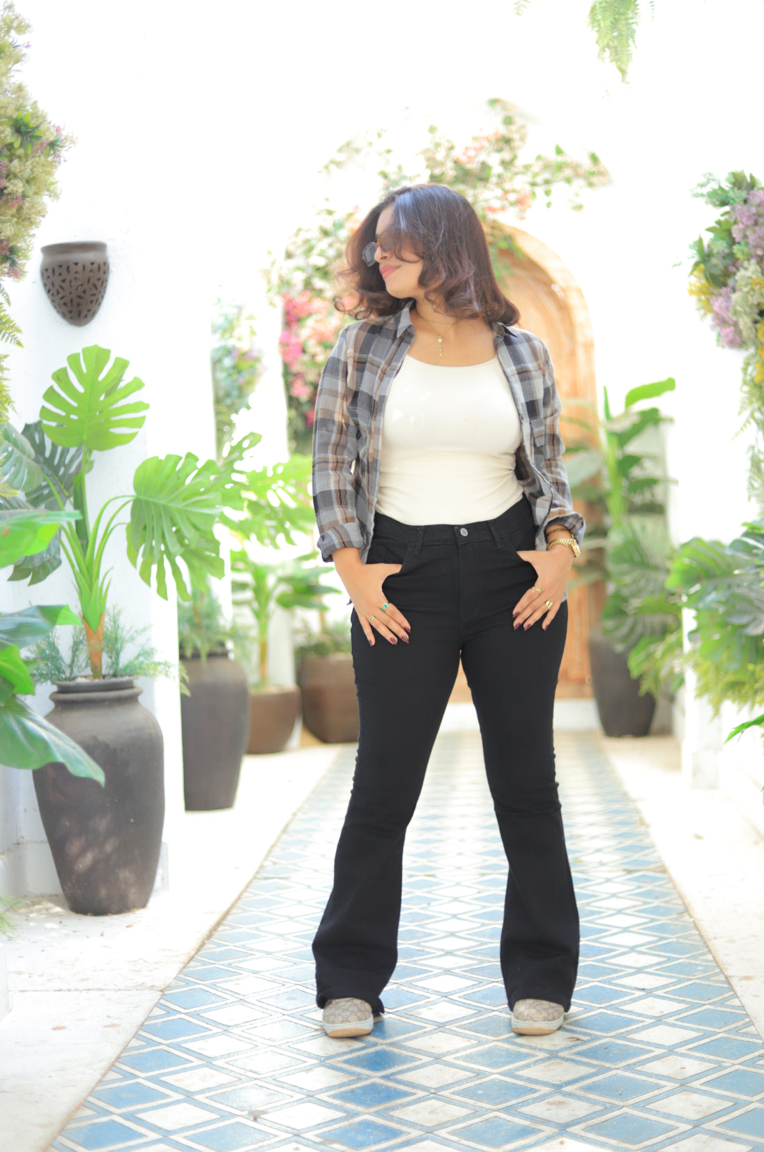 High-Waist Bootcut Jeans