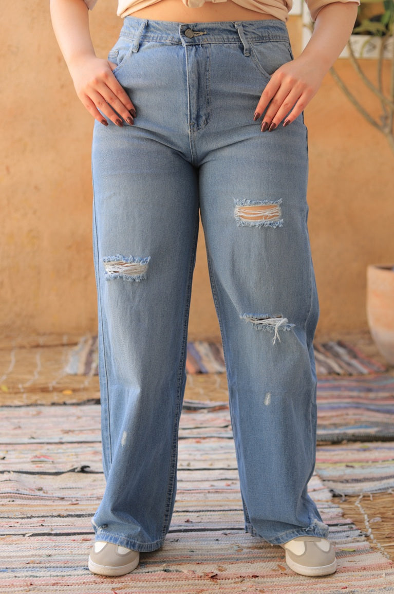 Ripped Wide Leg Jeans