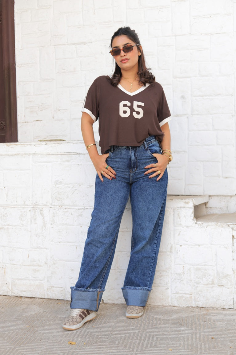 Straight Leg Turn-Up Jeans