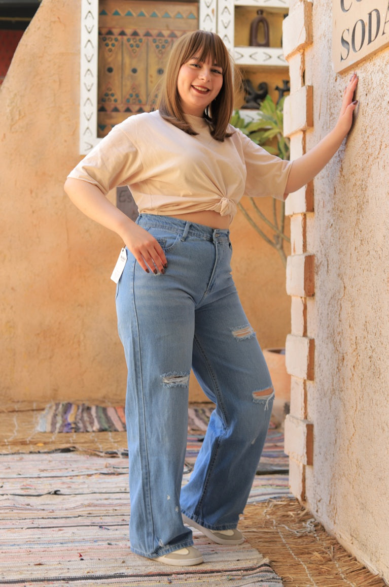 Ripped Wide Leg Jeans
