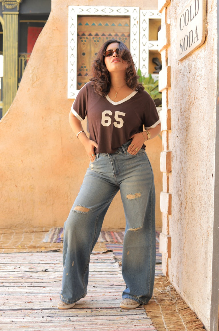 Ripped Wide Leg Jeans