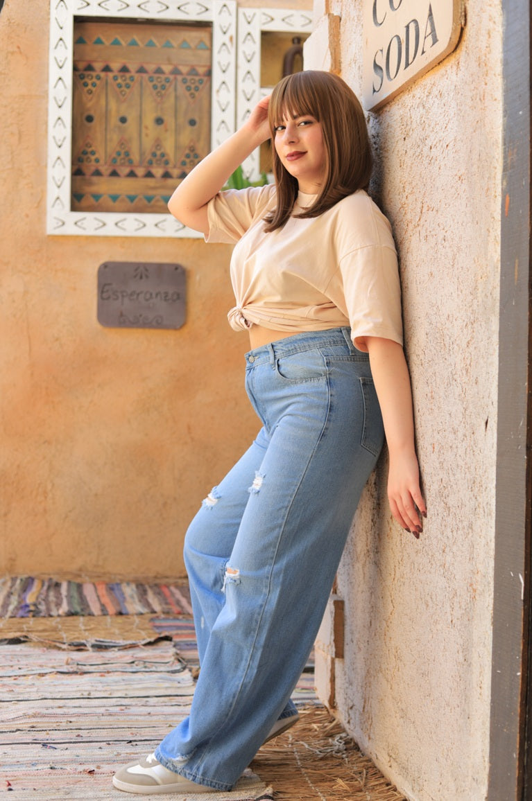 Ripped Wide Leg Jeans