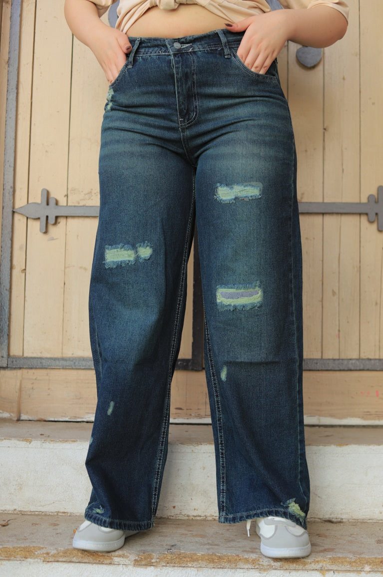 Ripped Wide Leg Jeans