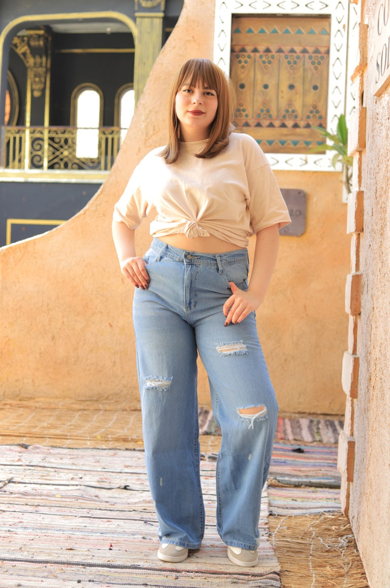 Ripped Wide Leg Jeans