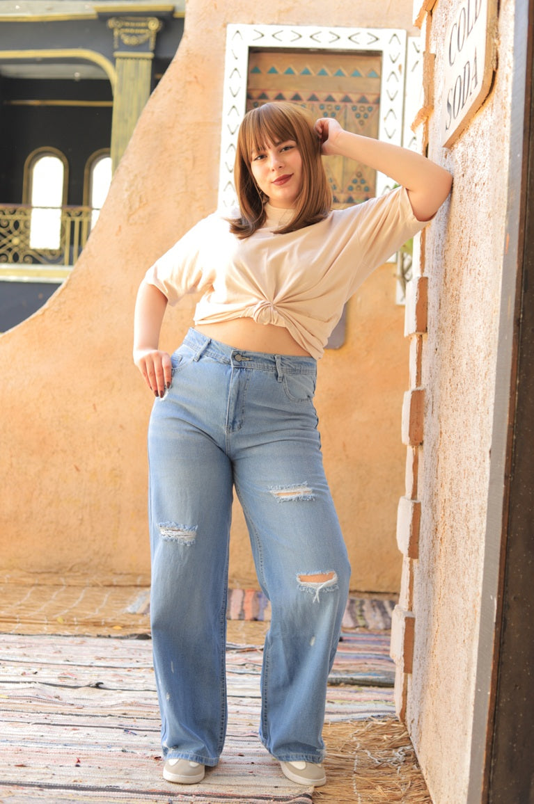 Ripped Wide Leg Jeans