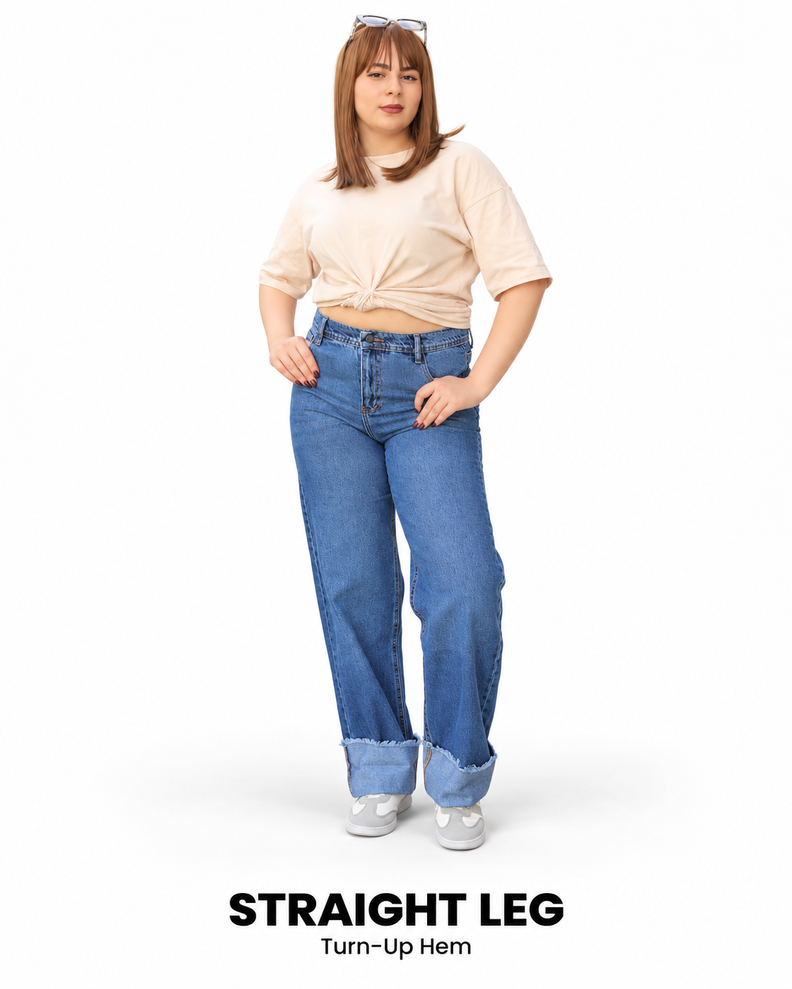 Straight Leg Turn-Up Jeans