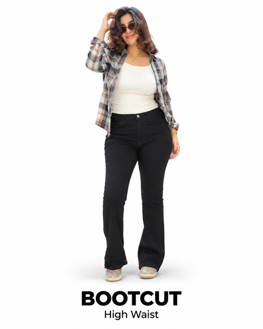 High-Waist Bootcut Jeans