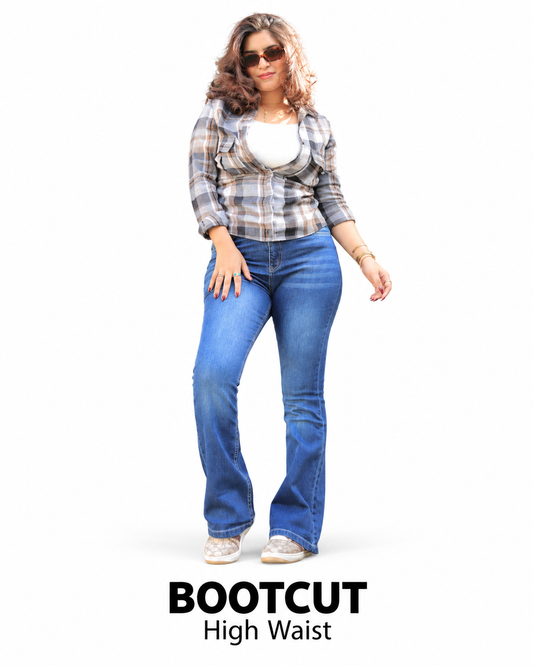 High-Waist Bootcut Jeans