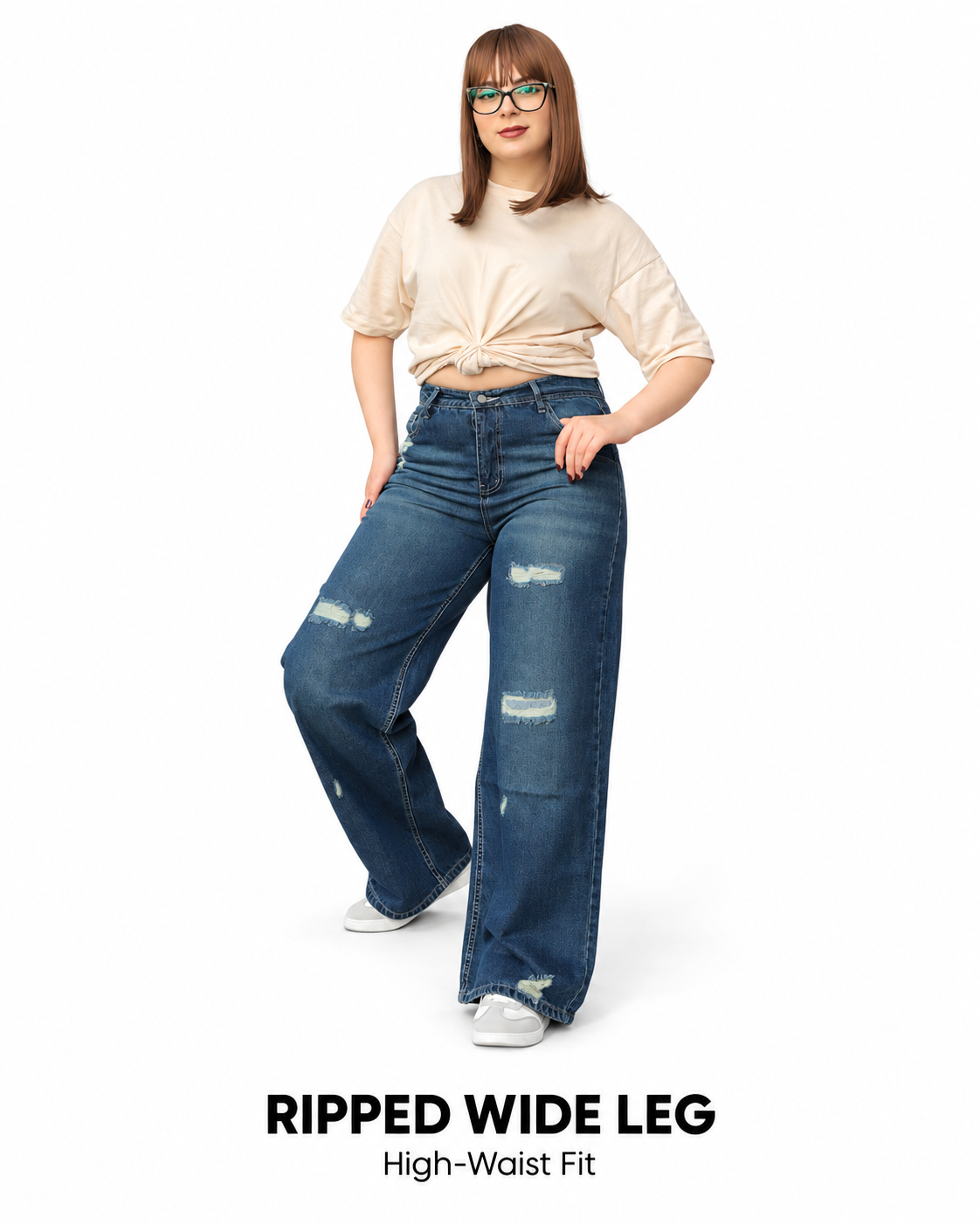 Ripped Wide Leg Jeans