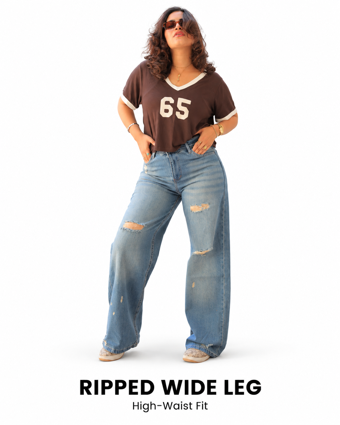 Ripped Wide Leg Jeans