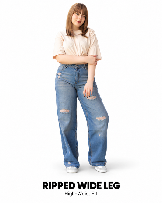 Ripped Wide Leg Jeans